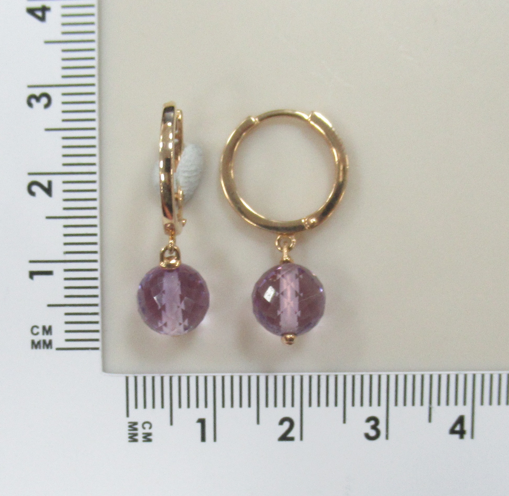 Золотые серьги 585 пробы; вставки 2 Аметист;